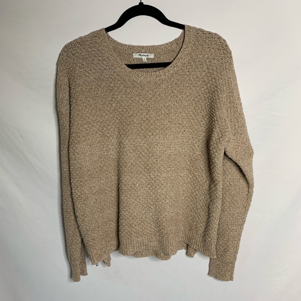 Madewell zip sides sweater tan color